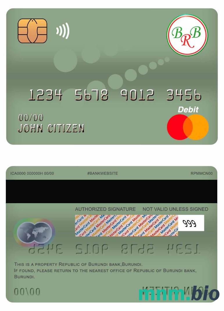 Burundi Bank of the Republic of Burundi master debet karta przykład w formacie PSD